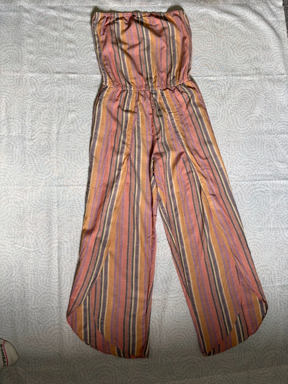 Anthropologie Drew Emerson Strapless Jumpsuit Stripe Linen Size medium - Picture 3 of 7
